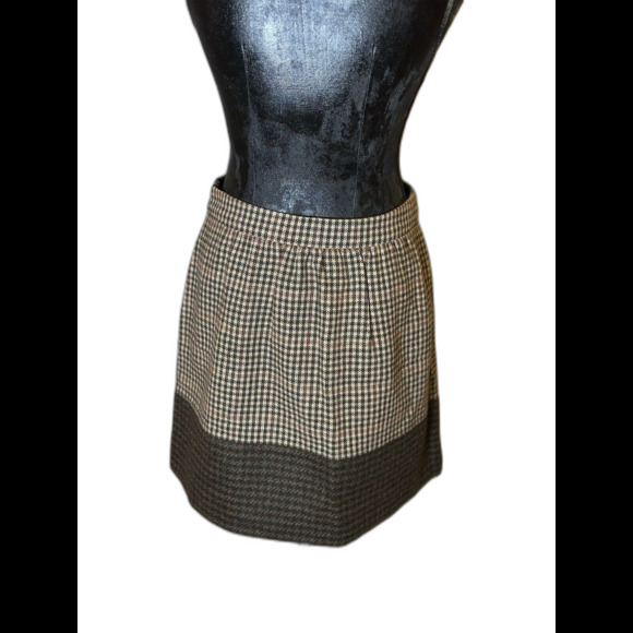 J.CREW Women's Wool Tweed Mini Skirt Size 8 Brown Houndstooth Preppy Workwear - Picture 3 of 7